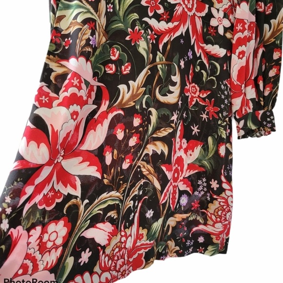 Zara Multicolor Floral Print Long Sleeve Dress Size Medium, but fits like Sm - Picture 12 of 17